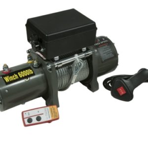 Лебедка электрическая 12V Electric Winch 6000 lbs / 2722 кг (блок управления влагозащищен IP66) (3 контакта) стальной трос