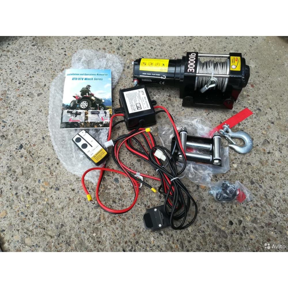 Лебедка электрическая 12V ATV Electric Winch 3000lbs / 1361 кг (стальной трос)